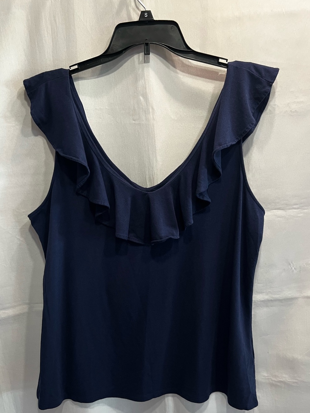 Lilly Pulitzer Alessa Navy Ruffle V-Neck Lightweight Tank Size XL